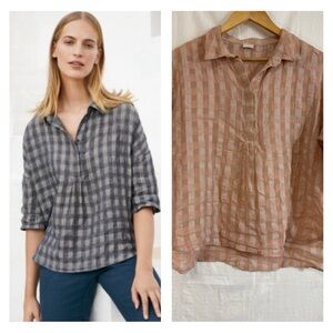 Poetry size 8 Blush Linen Cotton Checked Blouse
